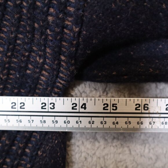 VTG Gap Open Front Lambs Wool Cardigan Sweater Navy & Brown Women's L - Picture 9 of 13